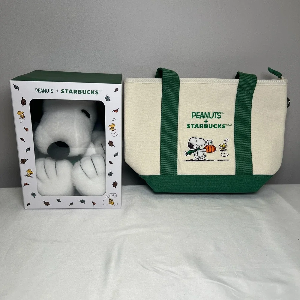 Peanuts x Starbucks Mini Canvas Tote Snoopy Plush Bundle New Great Pumpkin 2026